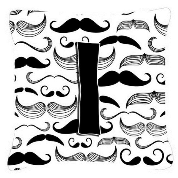 Carolines Treasures Carolines Treasures CJ2009-IPW1818 Letter I Moustache Initial Canvas Fabric Decorative Pillow - CJ2009-IPW1818
