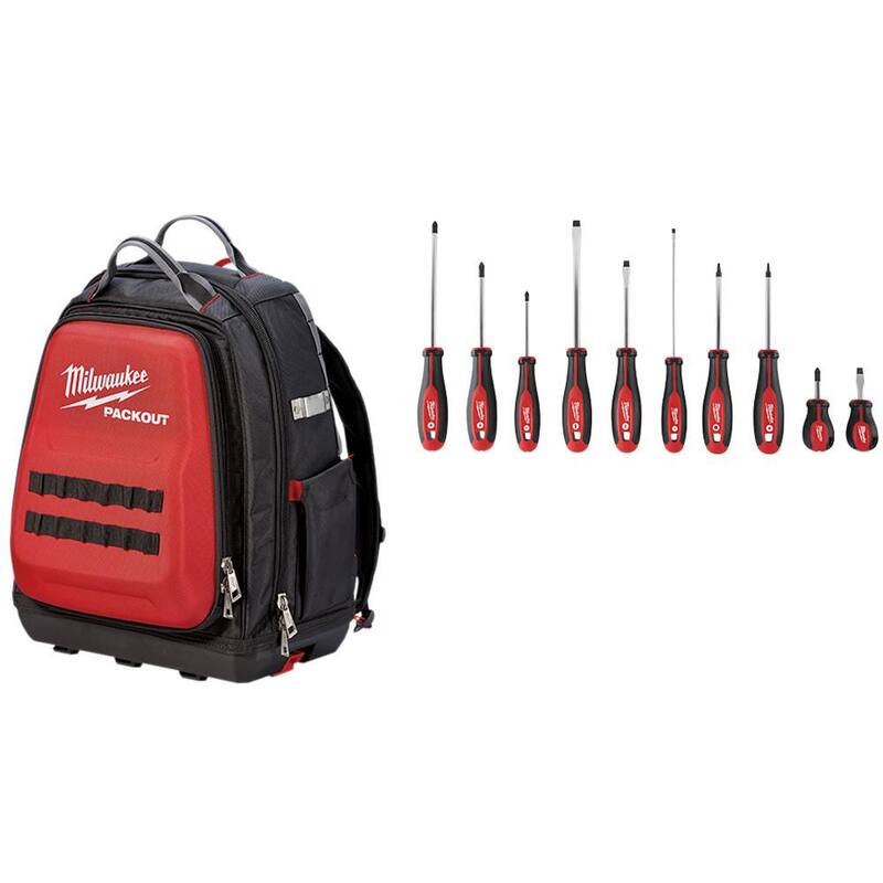 Milwaukee 15 in. PACKOUT Tool Backpack with Screwdriver Set (11-Piece) - 48-22-8301-48-22-2710