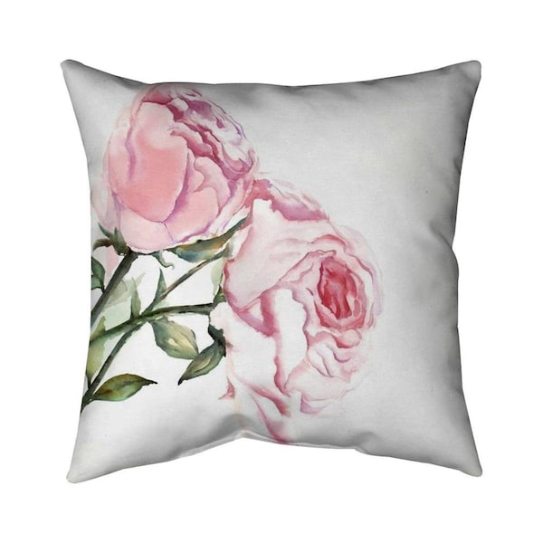 Begin Home Decor 26 x 26 in. Watercolor Pink Roses-Double Sided Print Indoor Pillow - 5541-2626-FL231