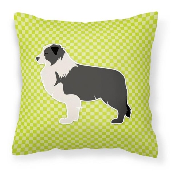 Carolines Treasures Carolines Treasures BB3823PW1414 Black Border Collie Checkerboard Green Fabric Decorative Pillow - BB3823PW1414
