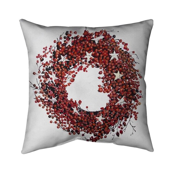 Fondo 20 x 20 in. Red Berry Wreath-Double Sided Print Indoor Pillow - FO2794142