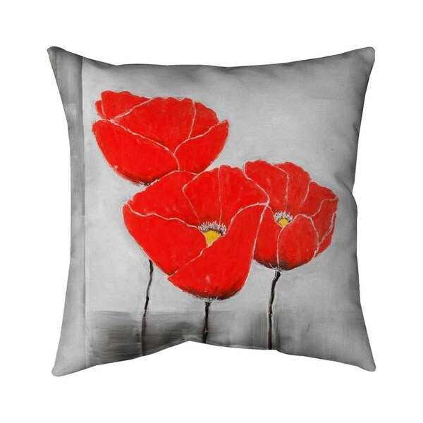 Fondo 20 x 20 in. Three Poppies-Double Sided Print Indoor Pillow - FO2791827