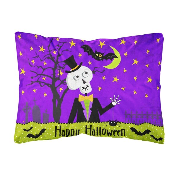 Carolines Treasures Happy Halloween Skeleton Fabric Decorative Pillow - VHA3014PW1216