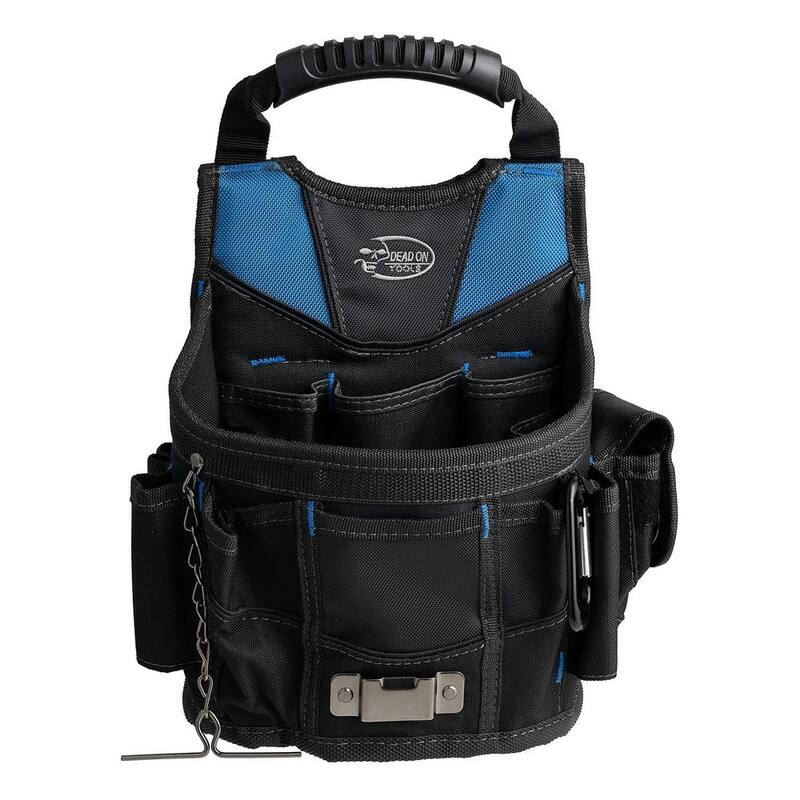 DEAD ON TOOLS 10 in. Open Top Tool Tote Utility Pouch Bag with Black Finish and 12 total pockets - HD54017