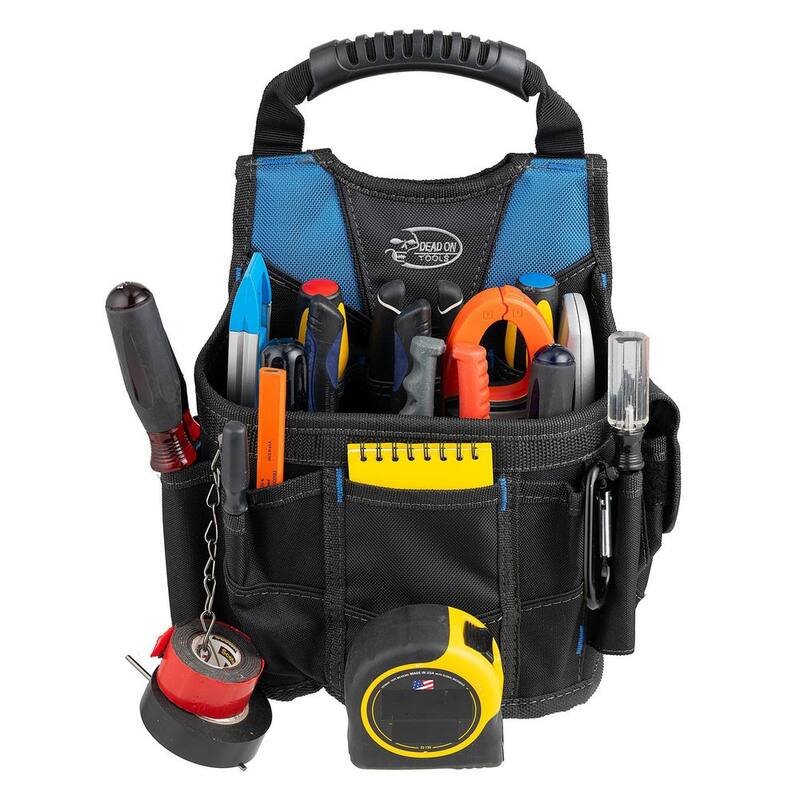 DEAD ON TOOLS 10 in. Open Top Tool Tote Utility Pouch Bag with Black Finish and 12 total pockets - HD54017