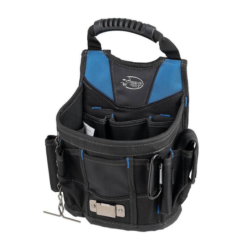 DEAD ON TOOLS 10 in. Open Top Tool Tote Utility Pouch Bag with Black Finish and 12 total pockets - HD54017