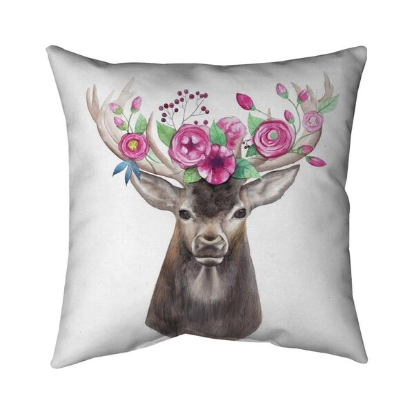 Fondo 20 x 20 in. Deer Head with Flowers-Double Sided Print Indoor Pillow - FO2795280