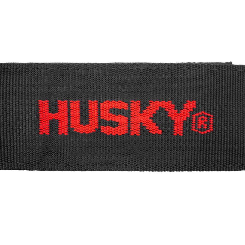 Husky 18 in. Heavy-Duty Hanging Carabiner Strap Zinc-Plated Steel with Quick-Release Hook and Loop Fastening in Black (2-Pack) - HD00138-TH2PK