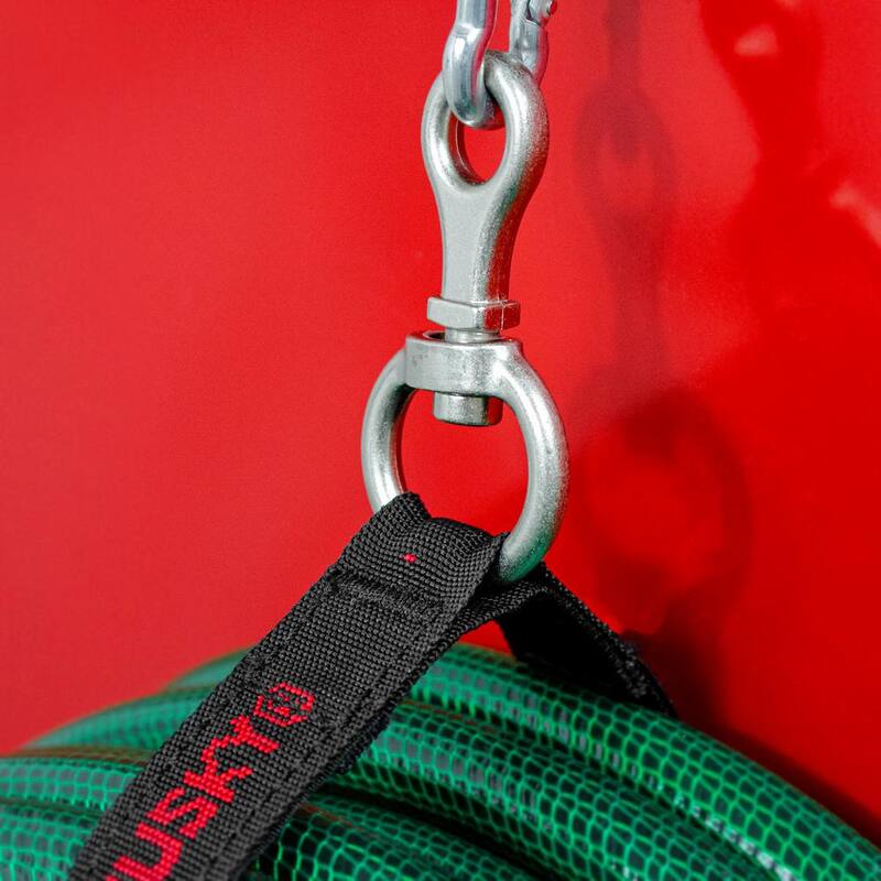 Husky 18 in. Heavy-Duty Hanging Carabiner Strap Zinc-Plated Steel with Quick-Release Hook and Loop Fastening in Black (2-Pack) - HD00138-TH2PK
