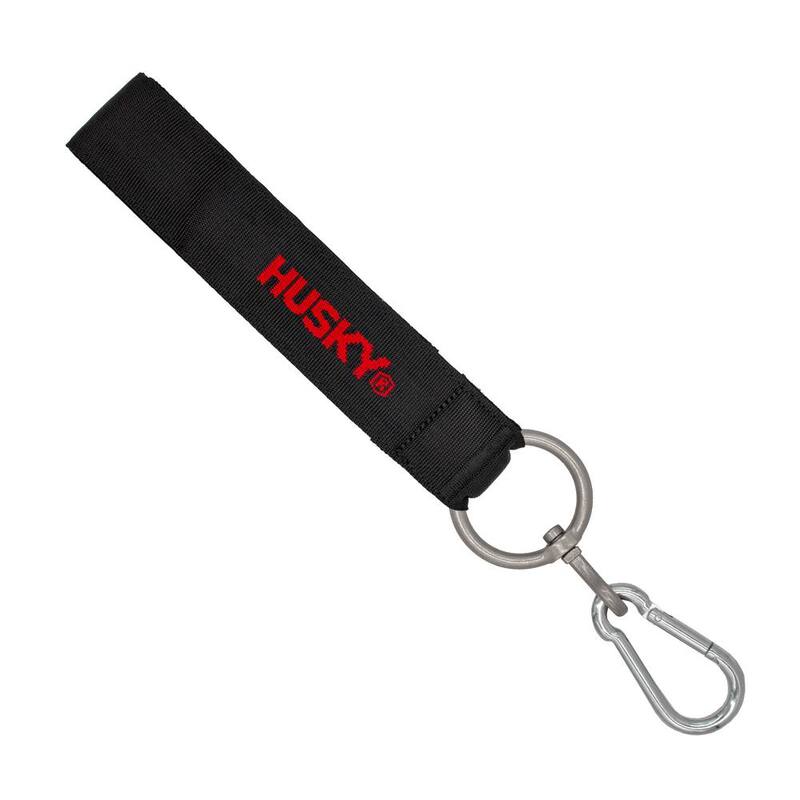 Husky 18 in. Heavy-Duty Hanging Carabiner Strap Zinc-Plated Steel with Quick-Release Hook and Loop Fastening in Black (2-Pack) - HD00138-TH2PK