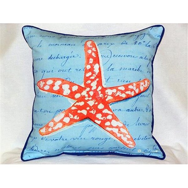 Betsy Drake Betsy Drake HJ091B Coral Starfish - Blue Large Indoor-Outdoor Pillow 16 in. x 20 in. - HJ091B
