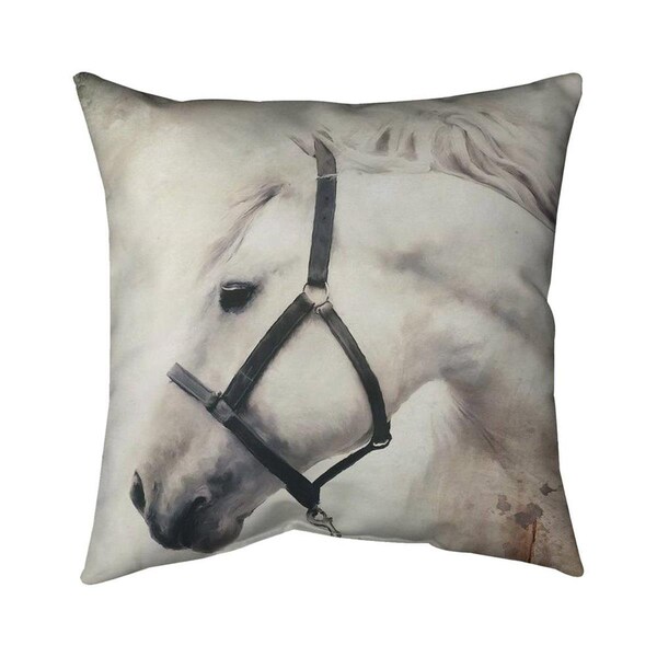 Fondo 20 x 20 in. Darius The White Horse-Double Sided Print Indoor Pillow - FO2797998