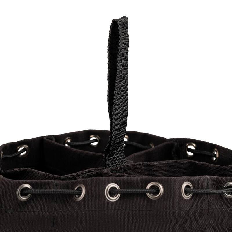 Husky 10 in. 19-Compartment Heavy-Duty Canvas Small Parts Organizer Bucket Storage Tool Pouch in Black - HD00123