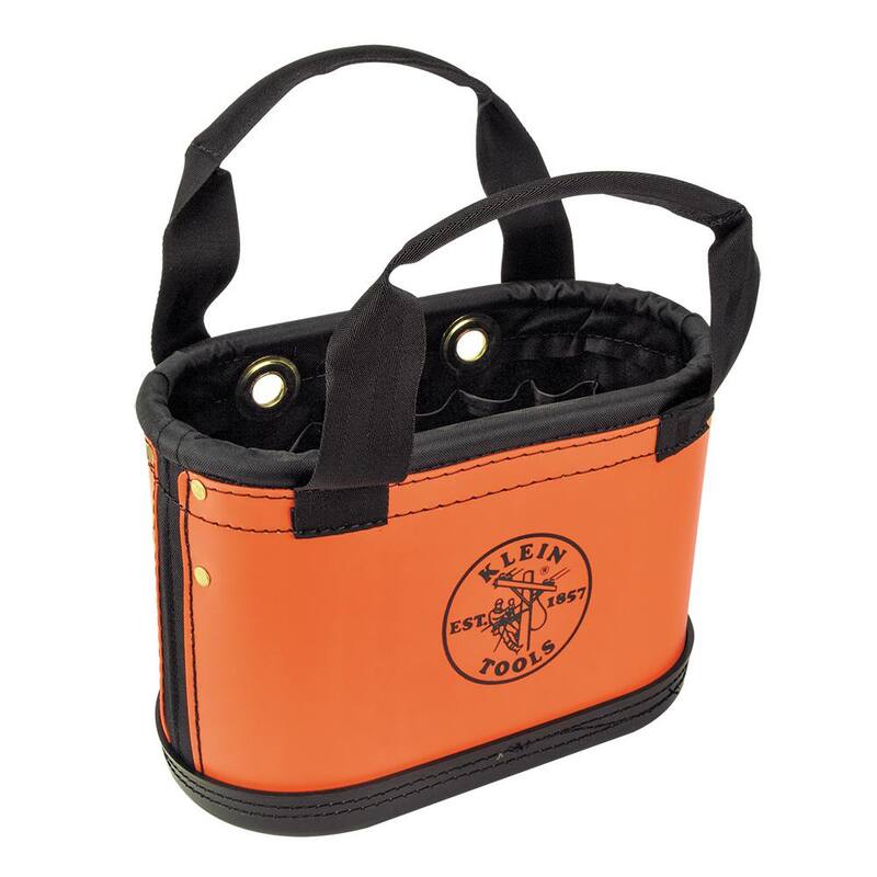 Klein Tools Hard-Body Bucket, 15-Pocket Oval Bucket, Orange/Black - 5144HBS
