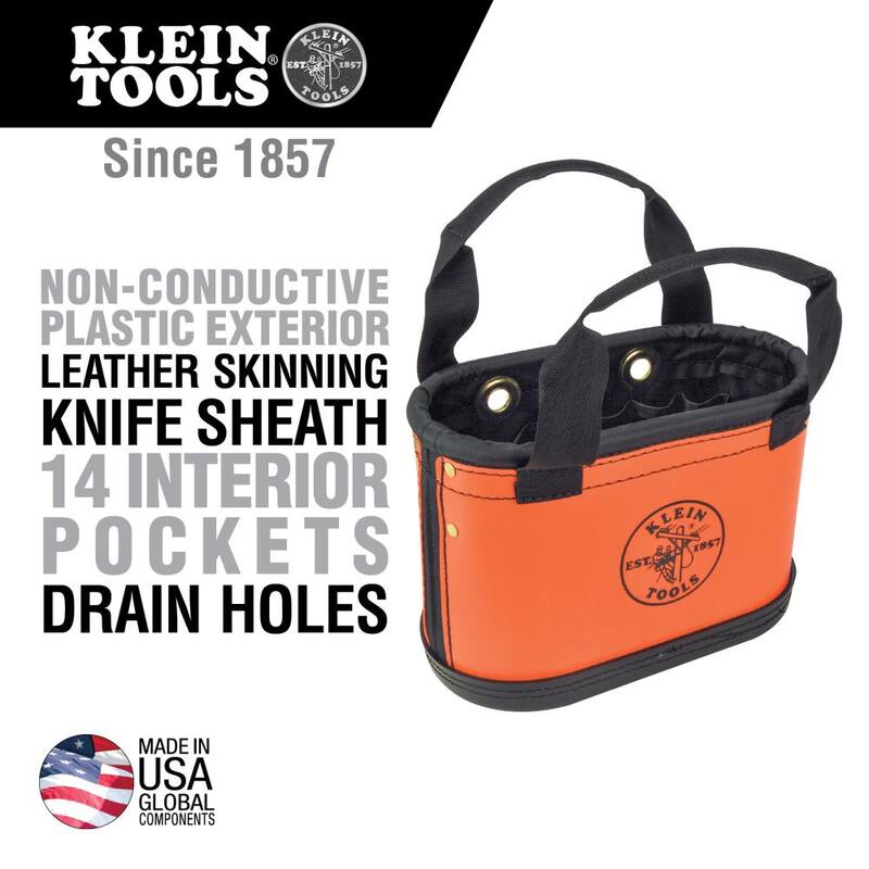 Klein Tools Hard-Body Bucket, 15-Pocket Oval Bucket, Orange/Black - 5144HBS