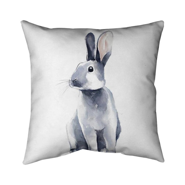 Begin Home Decor 20 x 20 in. Grey Curious Rabbit-Double Sided Print Indoor Pillow - 5541-2020-AN372