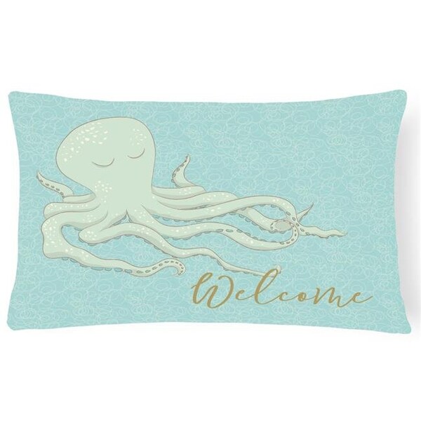 Carolines Treasures Carolines Treasures BB8553PW1216 Octopus Welcome Canvas Fabric Decorative Pillow - BB8553PW1216