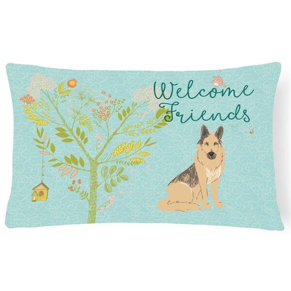 Carolines Treasures Carolines Treasures BB7578PW1216 Welcome Friends German Shepherd Canvas Fabric Decorative Pillow; 12 x 16 in. - BB7578PW1216