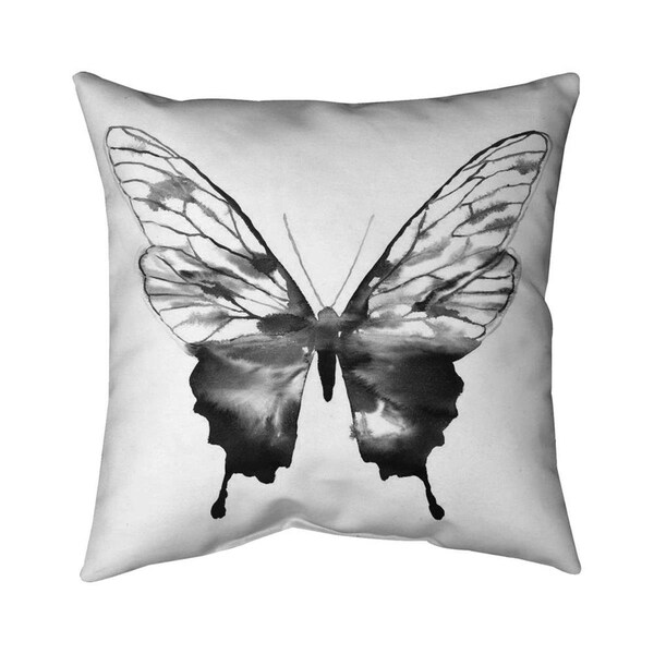 Begin Home Decor 26 x 26 in. Black Butterfly Sketch-Double Sided Print Indoor Pillow - 5541-2626-AN467