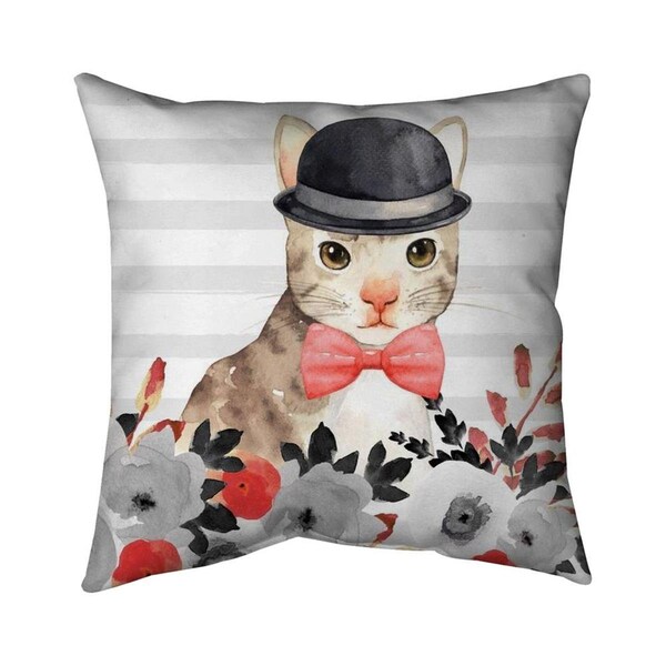 Fondo 26 x 26 in. Cat Detective-Double Sided Print Indoor Pillow - FO2793640