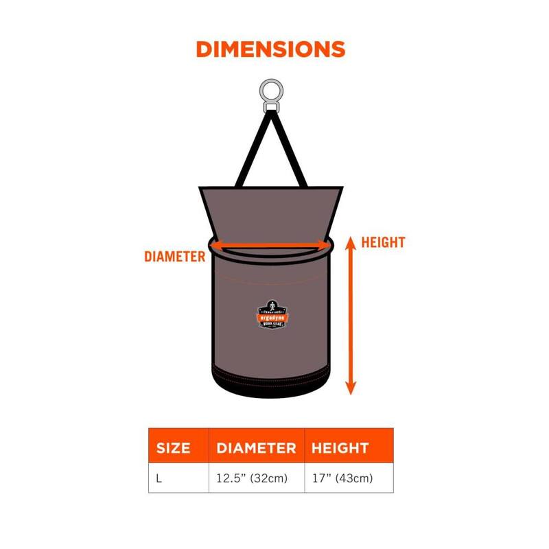 Ergodyne Arsenal 12 in. Large Nylon Hoist Bucket Tool Bag - Swiveling Carabiner, Zipper Top - 5974