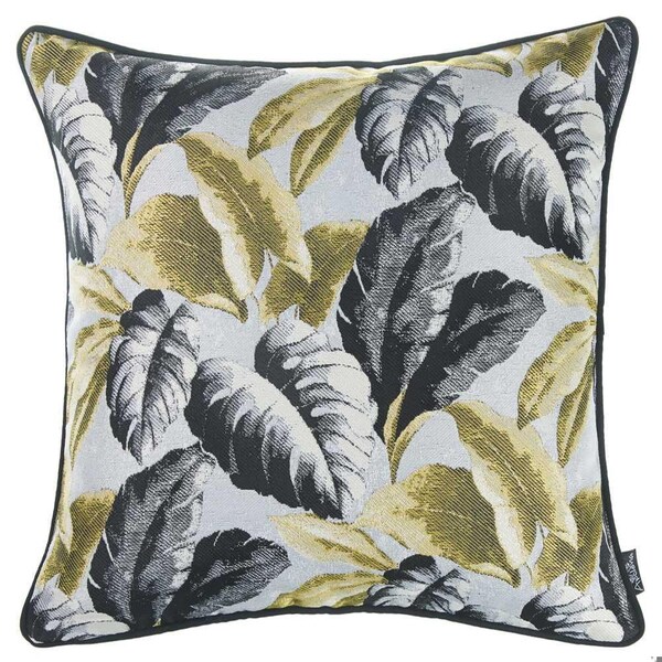 Homeroots Multi Color Jacquard Tropical Fall Leaf Decorative Throw Pillow Cover 17 x 17 in. - 355337