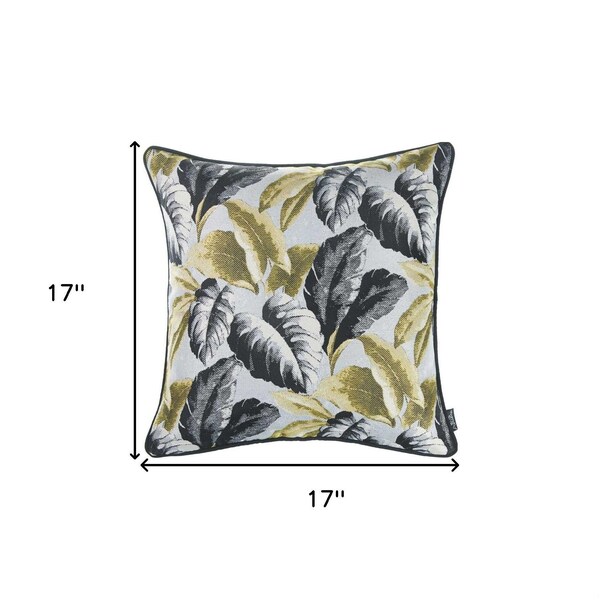 Homeroots Multi Color Jacquard Tropical Fall Leaf Decorative Throw Pillow Cover 17 x 17 in. - 355337