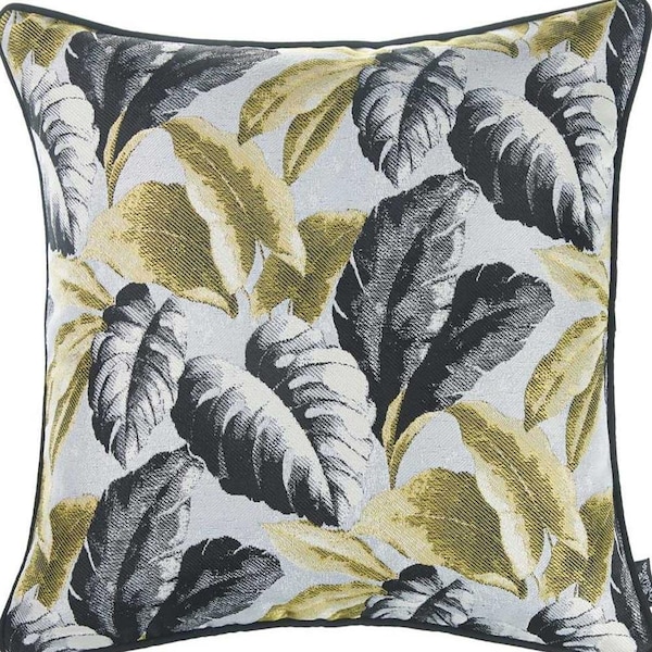 Homeroots Multi Color Jacquard Tropical Fall Leaf Decorative Throw Pillow Cover 17 x 17 in. - 355337