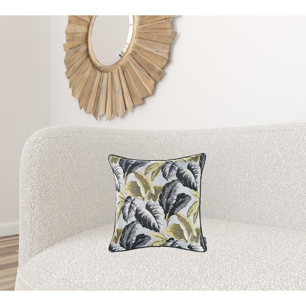 Homeroots Multi Color Jacquard Tropical Fall Leaf Decorative Throw Pillow Cover 17 x 17 in. - 355337