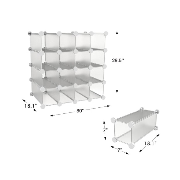 Hastings Home 16-piece Interlocking Storage Cubby, Modular Plastic Shoe Organizer Shelf and Closet Storage Bin - 527669XUB
