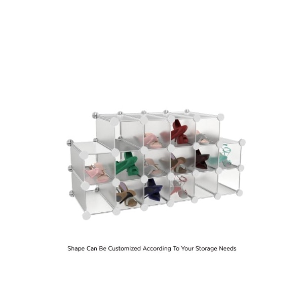 Hastings Home 16-piece Interlocking Storage Cubby, Modular Plastic Shoe Organizer Shelf and Closet Storage Bin - 527669XUB