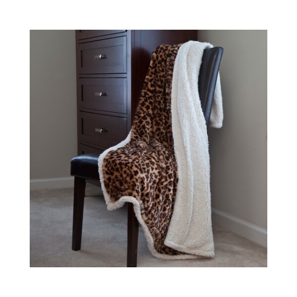 Hastings Home Hastings Home Fleece Sherpa Blanket Throw - Leopard - 369087QUM