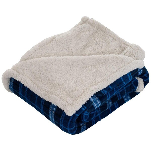Bedford Home Fleece & Sherpa Throw Blanket; Blue - 61A-18496