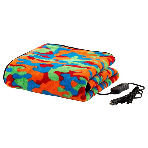 Stalwart Heated Blanket-Fleece Throw Powered-12V Auxiliary Power Outlet for Winter by Multi Camo - 75-BPC-2006