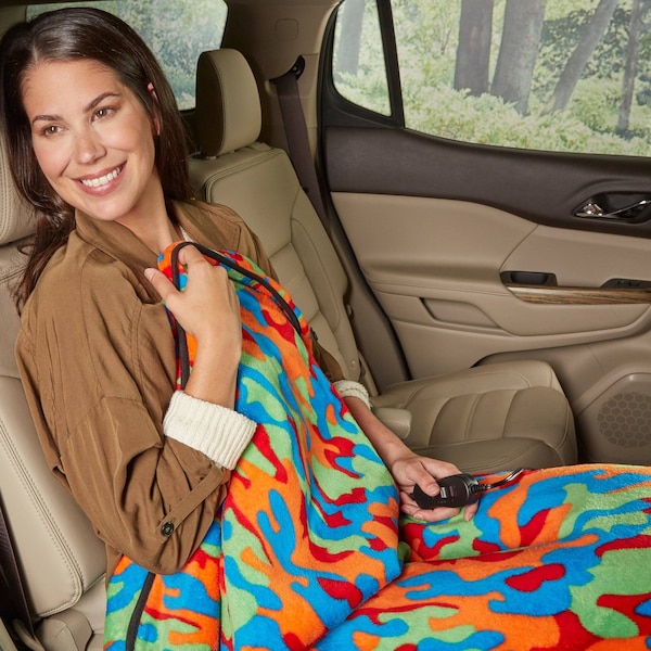 Stalwart Heated Blanket-Fleece Throw Powered-12V Auxiliary Power Outlet for Winter by Multi Camo - 75-BPC-2006