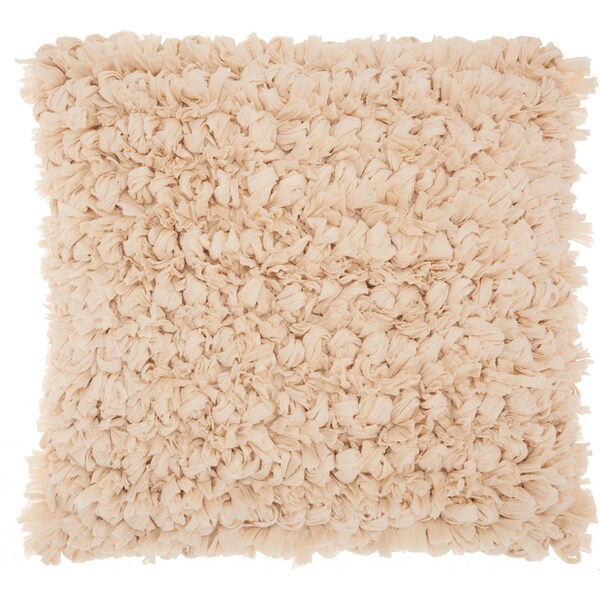 Homeroots 20 x 20 in. Loose Luscious Shag Beige Throw Pillow - 386082