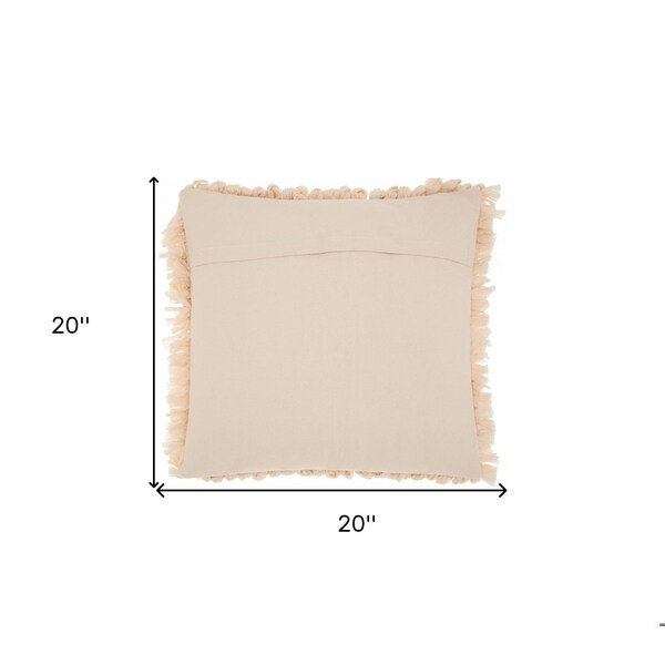 Homeroots 20 x 20 in. Loose Luscious Shag Beige Throw Pillow - 386082