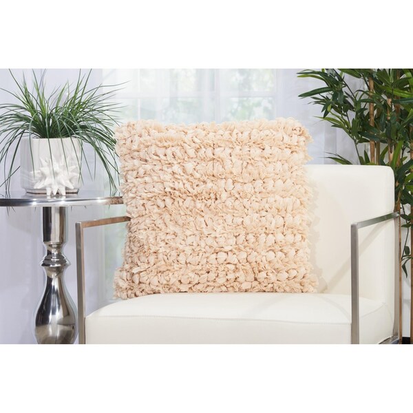 Homeroots 20 x 20 in. Loose Luscious Shag Beige Throw Pillow - 386082