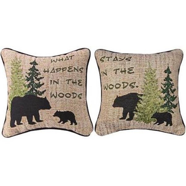 Manual Woodworkers & Weavers Manual Woodworkers & Weavers TPWHTW 12 in. What Happens in the Wood Decorative Pillow - TPWHTW