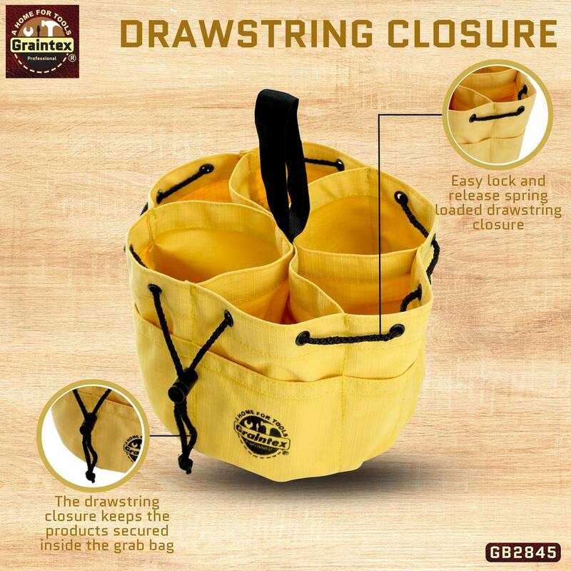 Graintex 10 in. 18-Pockets Grab Tool Bags with Drawstring Closure Set of 3 - GB2845