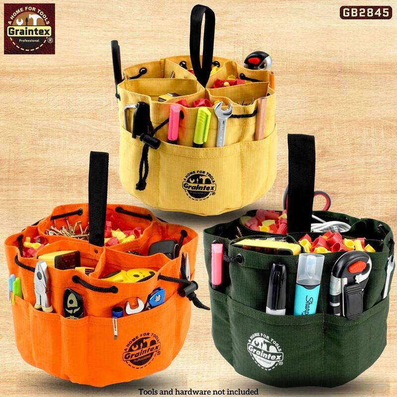 Graintex 10 in. 18-Pockets Grab Tool Bags with Drawstring Closure Set of 3 - GB2845