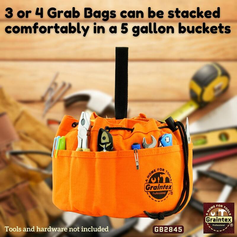 Graintex 10 in. 18-Pockets Grab Tool Bags with Drawstring Closure Set of 3 - GB2845