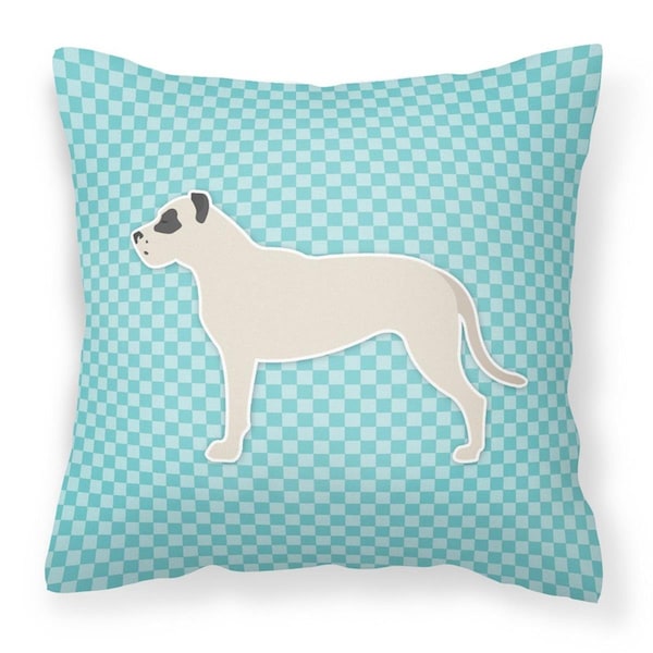 Jensendistributionservices Dogo Argentino Checkerboard Blue Fabric Decorative Pillow - MI2550128