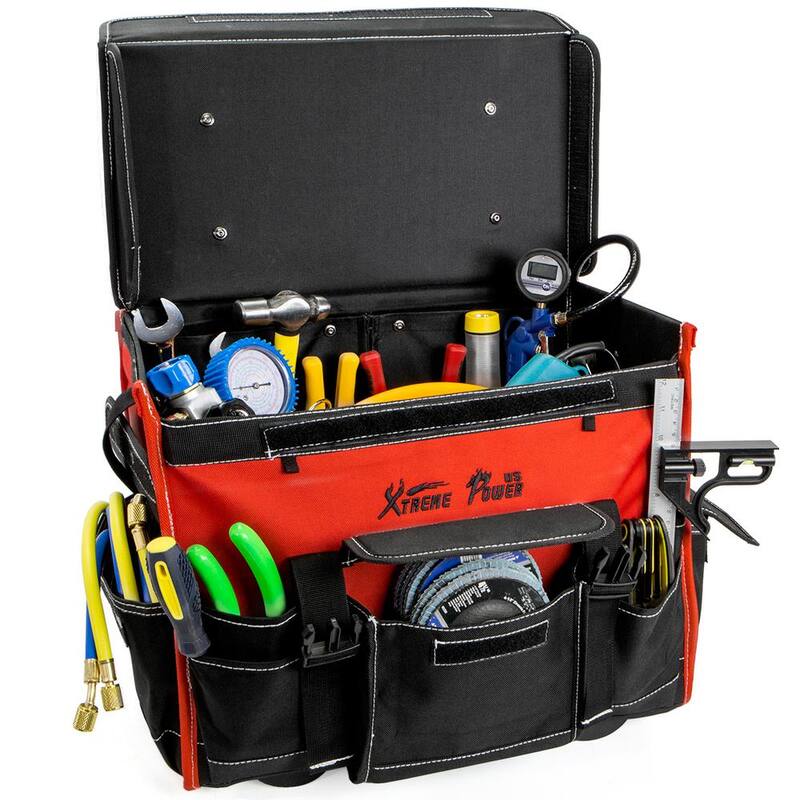 XtremepowerUS 11 in. x 18 in. Jobsite Rolling Tote Tool Bag Storage Organizer Backpack - 90700-XPH1