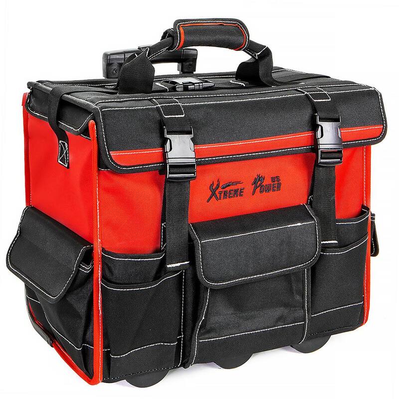 XtremepowerUS 11 in. x 18 in. Jobsite Rolling Tote Tool Bag Storage Organizer Backpack - 90700-XPH1