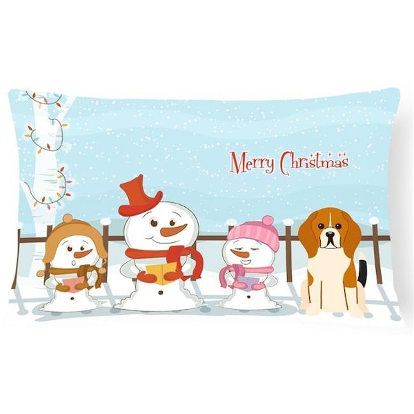 Carolines Treasures Carolines Treasures BB2371PW1216 Merry Christmas Carolers Beagle Tricolor Canvas Fabric Decorative Pillow - BB2371PW1216