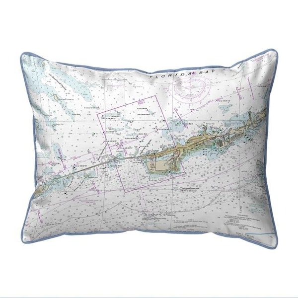 Betsy Drake Betsy Drake SN11451M Miami to Marathon & FLorida Bay; FL Nautical Map Small Corded Indoor & Outdoor Pillow - 11 x 14 in. - SN11451M