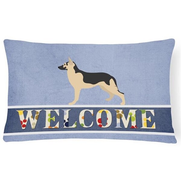 Carolines Treasures Carolines Treasures BB8330PW1216 German Shepherd Welcome Canvas Fabric Decorative Pillow - BB8330PW1216