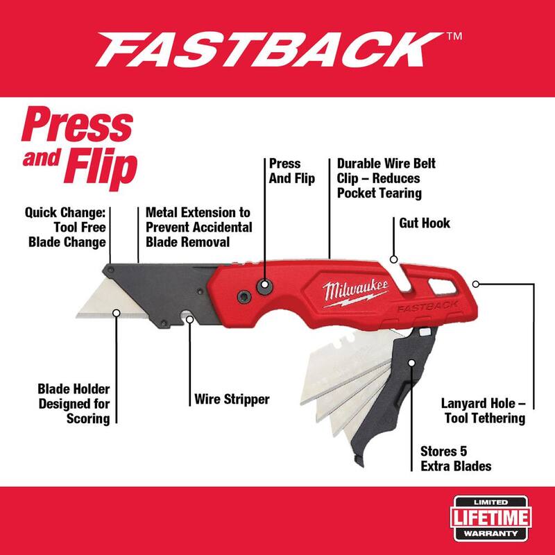 Milwaukee Low Profile Backpack with Fastback Knives (2-Pack) - 48-22-8202-48-22-1503
