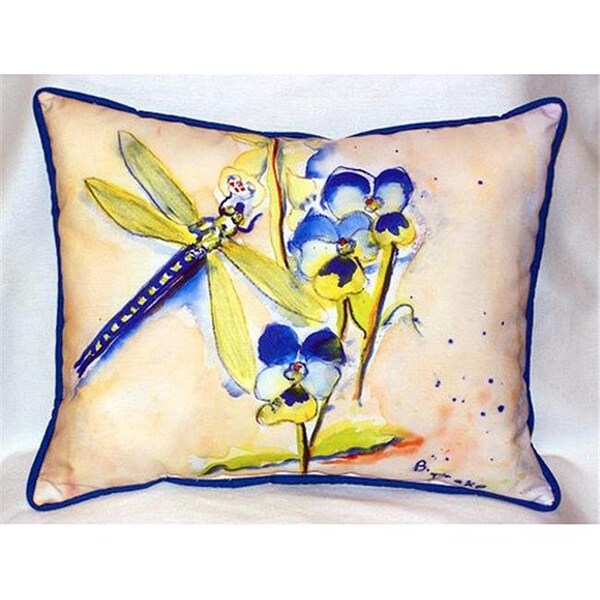 Betsy Drake Betsy Drake HJ387 Blue Dragonfly Large Indoor & Outdoor Pillow 16 x 20 - HJ387